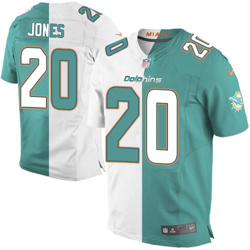Nike Dolphins #20 Reshad Jones Aqua Green/White Men's Stitched NFL Elite Split Jersey - Click Image to Close